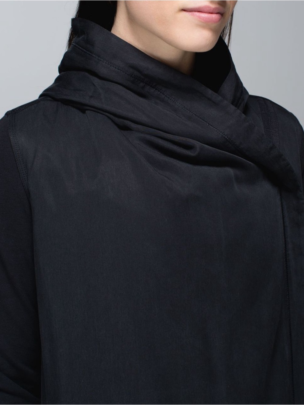Lululemon Blissed Out Wrap Black Asymmetrical Hooded Sweater Size 6 - Picture 4 of 14